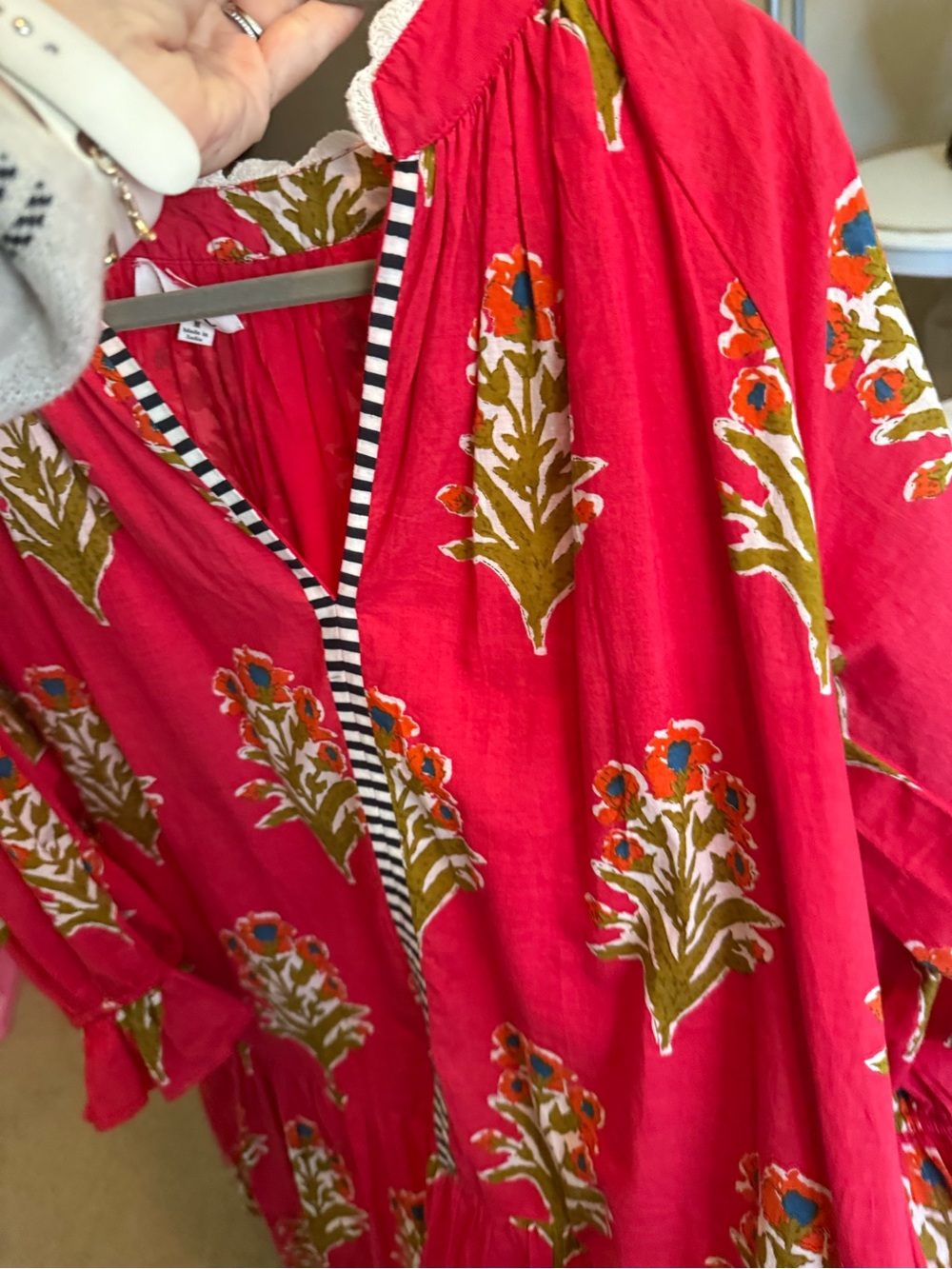 THML blockprint red popover Shift Dress M - Picture 9 of 9